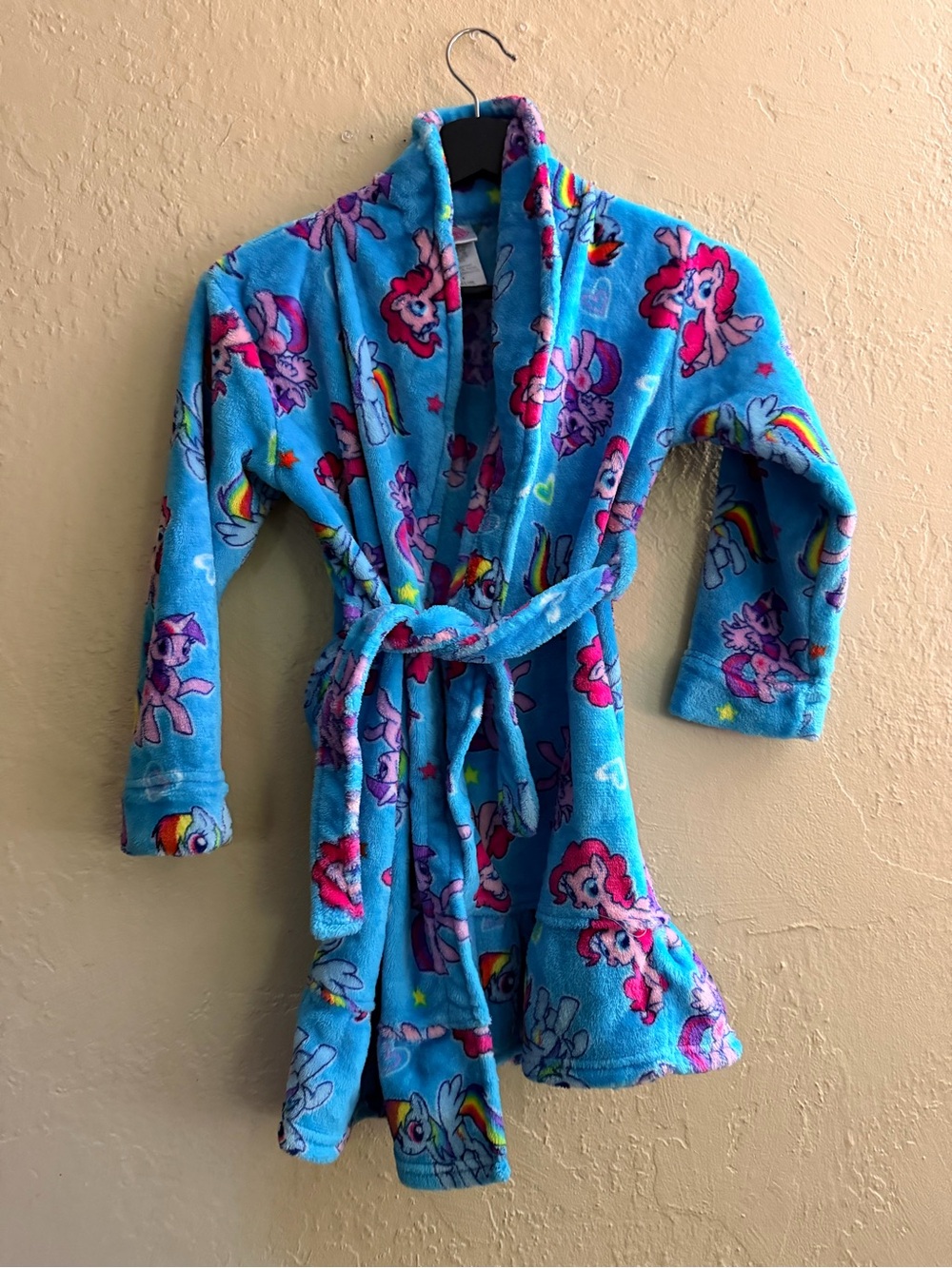 My Little Pony Bright Blue Plush Robe with Pink Logo